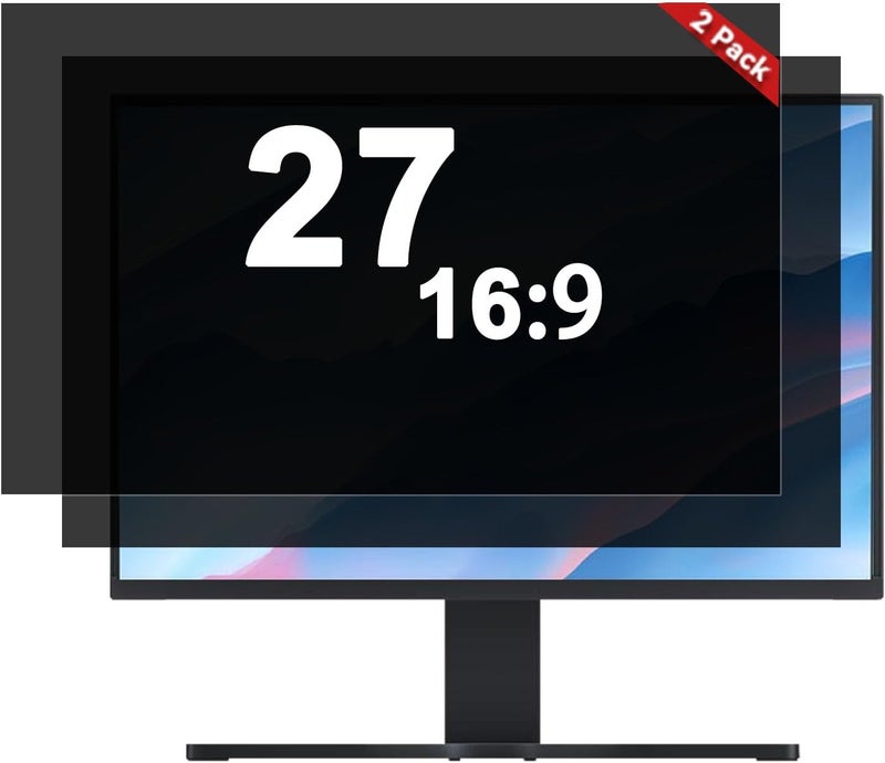 Vxaop [2 Pack] 27 Inch Computer Monitor Privacy Screen for 16:9 Aspect Ratio - Anti-Glare, Blue Light Filtering, Eye Protection, Removable Anti-Scratch Privacy Shield Screen 27in - Image 1